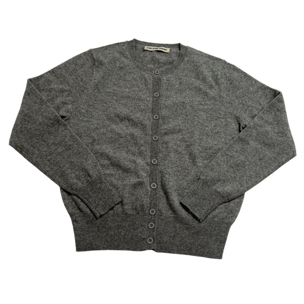 Classic Grey Button-Front Women's Cardigan Sweater